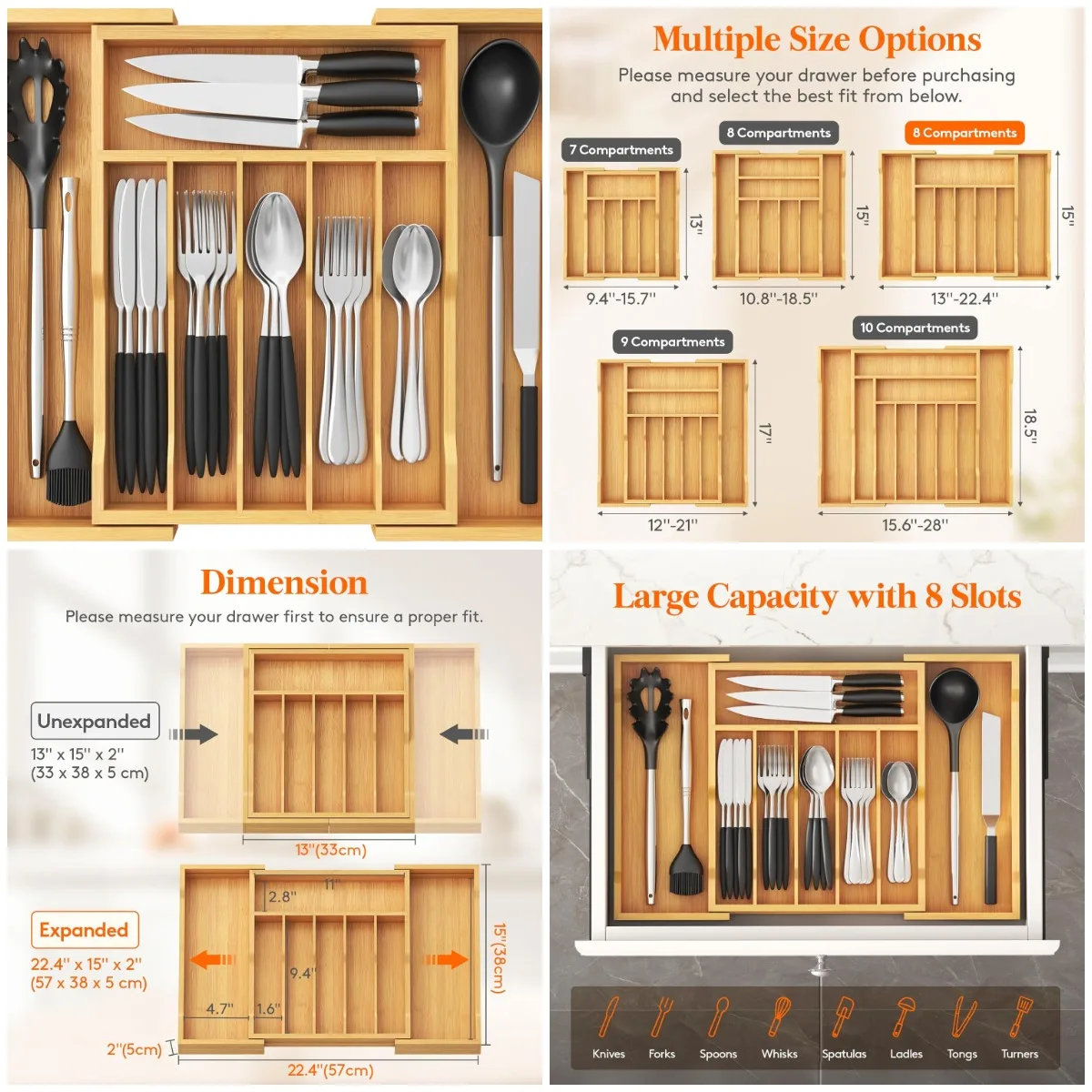 Bamboo Silverware Drawer Organizer, Expandable Utensil Tray for Kitchen, Wood Cutlery Holder, Adjustable Storage for Spoons Fork
Bamboo Silverware Drawer Organizer, Expandable Utensil Tray for Kitchen, Wood Cutlery Holder, Adjustable Storage for Spoons Fork