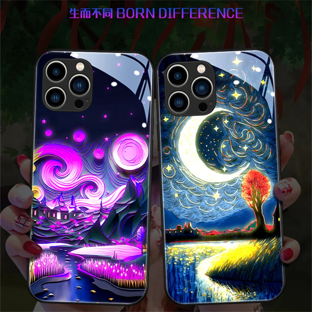 Oil Painting Design Sound Control Luminous Phone Case For iPhone 15 14 13 12 11 Pro Max X XR XS 8 Plus SE2020 Led Glitter Cover
Oil Painting Design Sound Control Luminous Phone Case For iPhone 15 14 13 12 11 Pro Max X XR XS 8 Plus SE2020 Led Glitter Cover