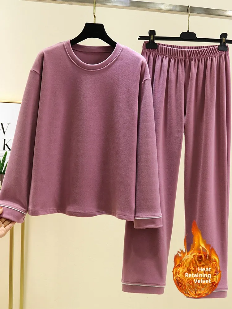 Thickened Winter Sleepwear Set Women's Long Sleeve round Neck Home Clothes Casual plus Size Color Fleece Lined Two Piec...
Thickened Winter Sleepwear Set Women's Long Sleeve round Neck Home Clothes Casual plus Size Color Fleece Lined Two Piec...