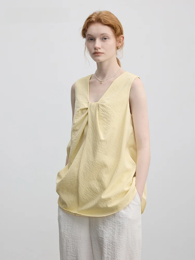 Yellow V-neck Knot Loose Design Sensation Sleeveless Shirt Women's Summer New Style Top French Style Cotton Lyocell Blend
Yellow V-neck Knot Loose Design Sensation Sleeveless Shirt Women's Summer New Style Top French Style Cotton Lyocell Blend