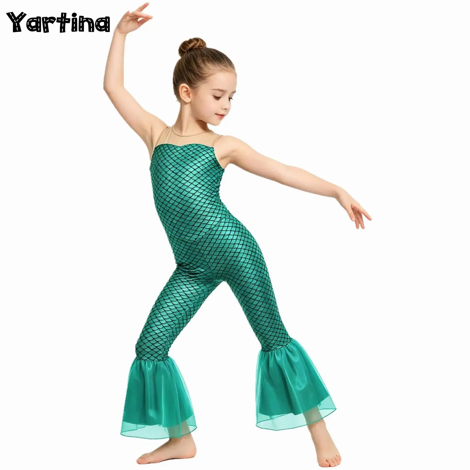 Girls Halloween Mermaid Princess Cosplay Costume Fish Scales Print Flared Mermaid Jumpsuit Halloween Party Dress Up Costume
Girls Halloween Mermaid Princess Cosplay Costume Fish Scales Print Flared Mermaid Jumpsuit Halloween Party Dress Up Costume