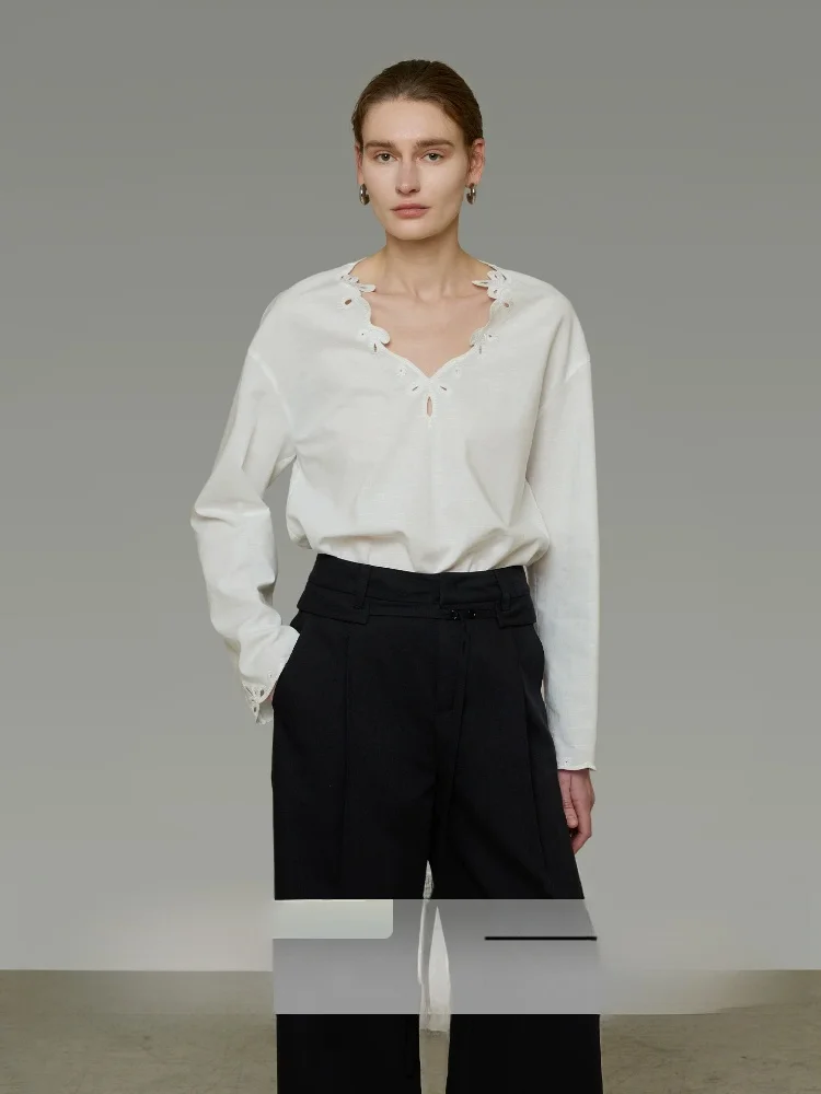 Unspoken Women's Ivory Long Sleeve Embroidered Hollow Loose V-neck Versatile Slimming Shirt Cotton Blend Comfortable Commute ...
Unspoken Women's Ivory Long Sleeve Embroidered Hollow Loose V-neck Versatile Slimming Shirt Cotton Blend Comfortable Commute ...