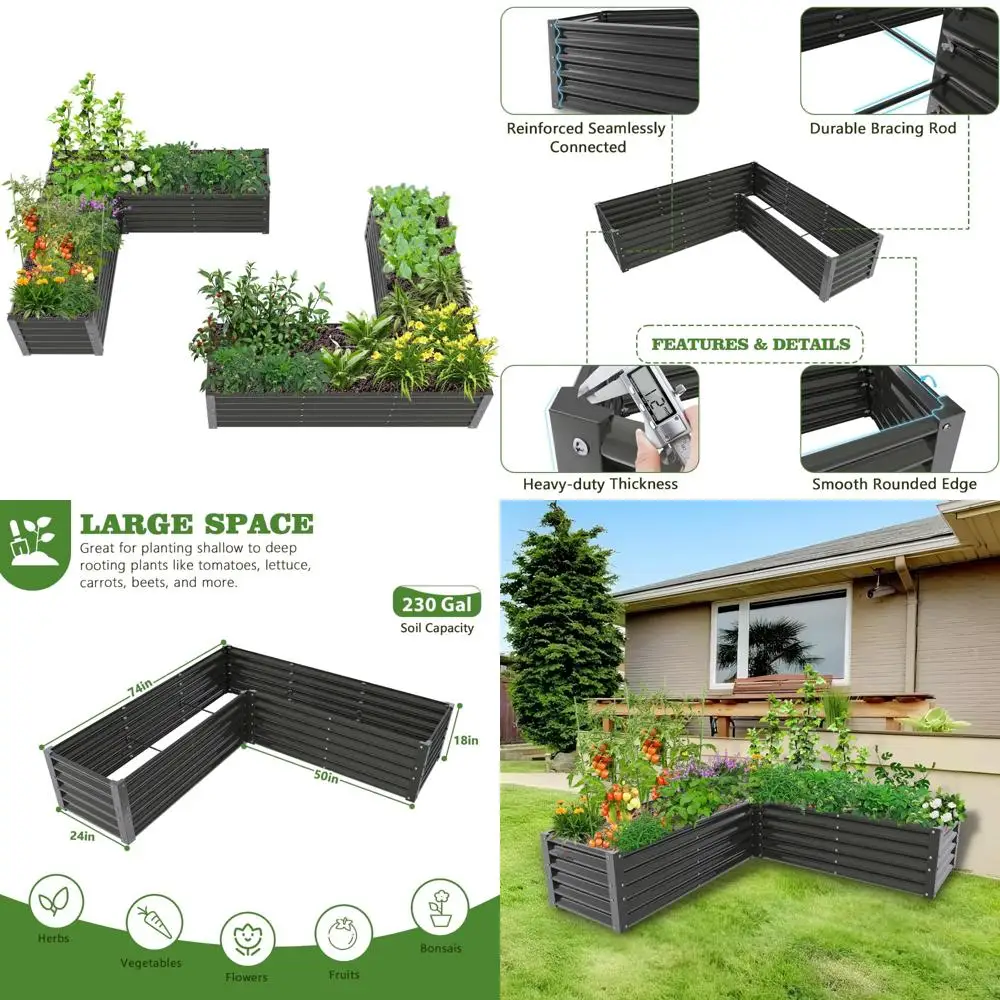 a anleolife 2 set l-shaped galvanized raised garden beds outdoor,74x74x18in large metal planter box for planting vegetables flow
a anleolife 2 set l-shaped galvanized raised garden beds outdoor,74x74x18in large metal planter box for planting vegetables flow