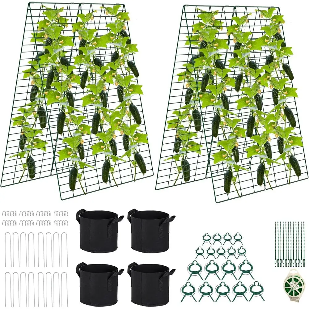2-Pack, 48 x 34 Cucumber Trellis, Plant Support for Raised Beds with Ties and Plant Bags, Ideal for Outdoor Gardens
2-Pack, 48 x 34 Cucumber Trellis, Plant Support for Raised Beds with Ties and Plant Bags, Ideal for Outdoor Gardens