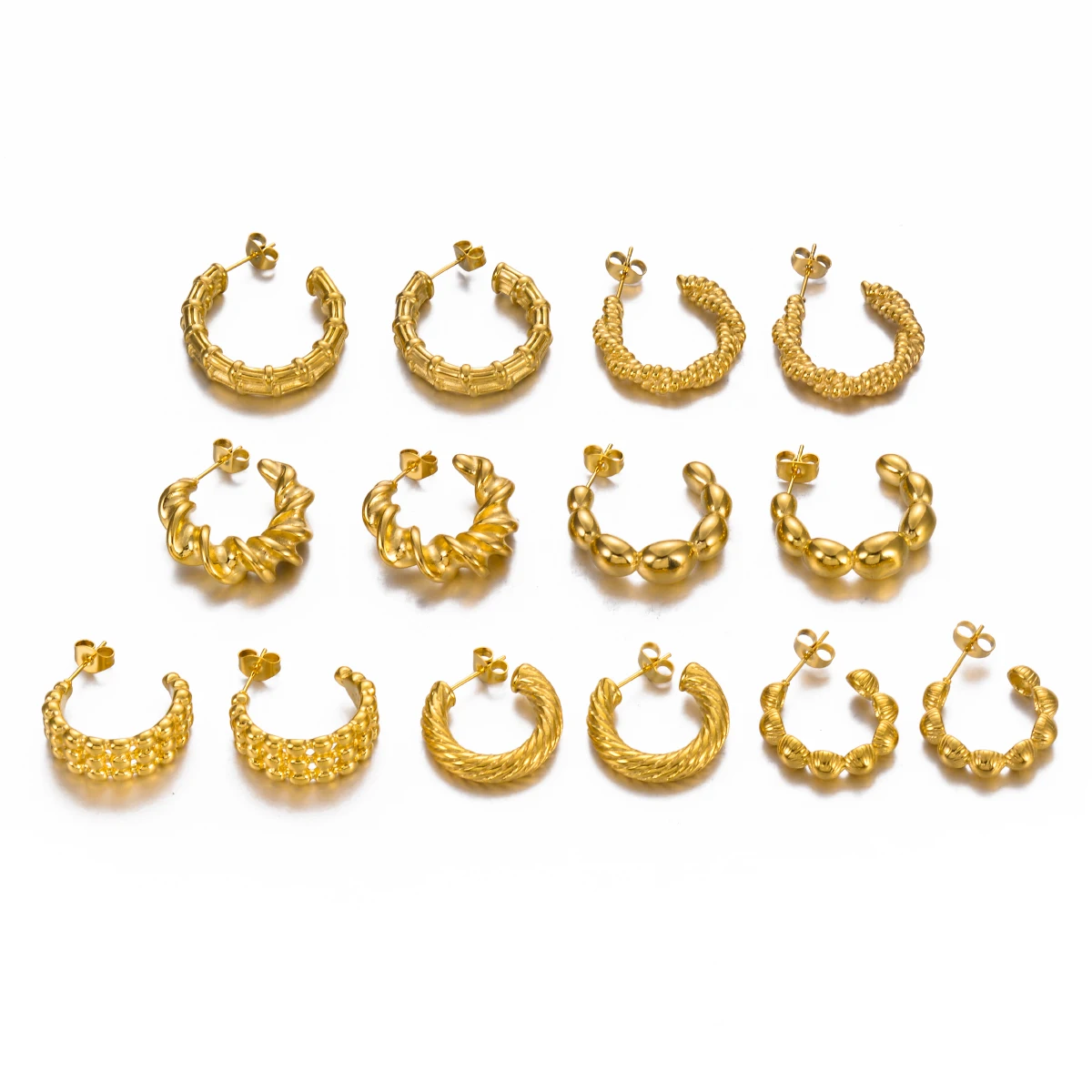 Waterproof Stainless Steel Geometric C Shape Unusual Hoop Earrings Charm Round Fashion Gold Color Jewelry
Waterproof Stainless Steel Geometric C Shape Unusual Hoop Earrings Charm Round Fashion Gold Color Jewelry