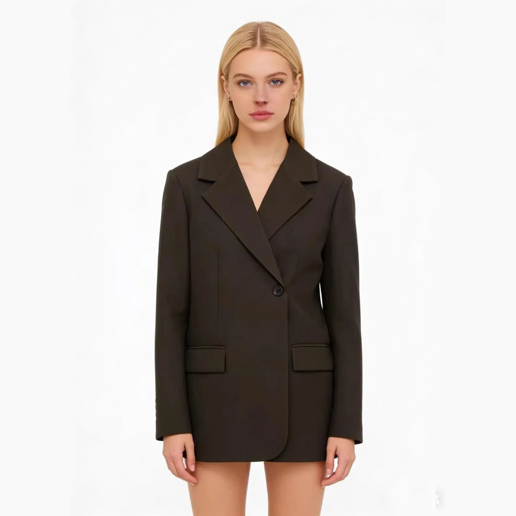 KIDCRKJ Минималистичный женский весенний костюм, куртка с воротником с лацканами, на одной пуговице, с длинным рукавом, тонкая женская верхняя одежда, универсальное женское пальто
KIDCRKJ Минималистичный женский весенний костюм, куртка с воротником с лацканами, на одной пуговице, с длинным рукавом, тонкая женская верхняя одежда, универсальное женское пальто