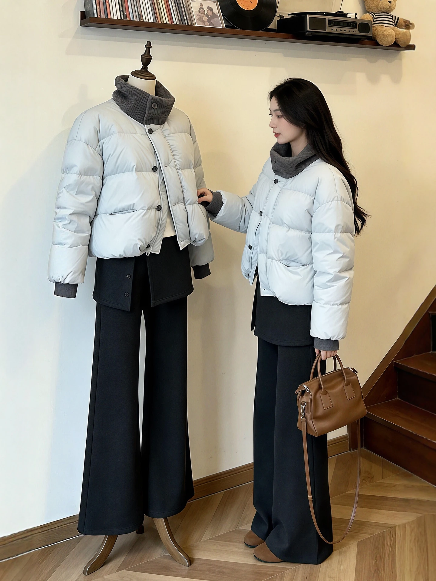 Faionable Winter Cotton Jaet And Casual Pants Set for plus Size Women Knitted Stand Collar Warm Comfortable Korean Sle
Faionable Winter Cotton Jaet And Casual Pants Set for plus Size Women Knitted Stand Collar Warm Comfortable Korean Sle