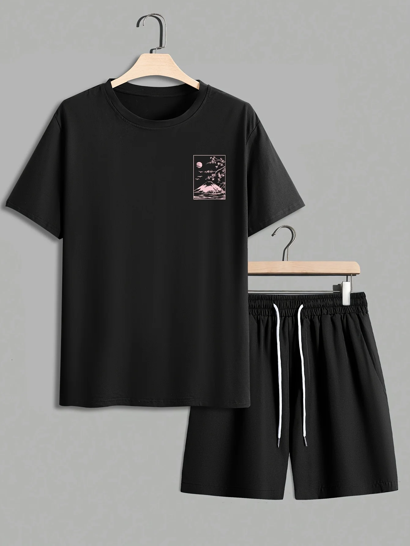Summer new men's cherry blossom landscape print comfortable and breathable round neck T-shirt shorts set outdoor casual clothing
Summer new men's cherry blossom landscape print comfortable and breathable round neck T-shirt shorts set outdoor casual clothing