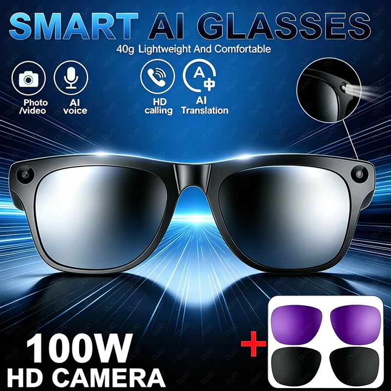 New 2026 AI Smart Translation Glasses AI Voice Assistant AI Conversation 260MAH Battery 100W HD Camera BT Call Smart AI Glasses
New 2026 AI Smart Translation Glasses AI Voice Assistant AI Conversation 260MAH Battery 100W HD Camera BT Call Smart AI Glasses