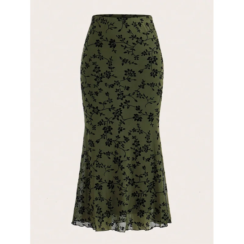 Dark Green Floral Mermaid Hem Skirt 2026 New Women Slim Fit Flattering Curvy Casual Versatile Midi Skirt Fashion / Trendy
Dark Green Floral Mermaid Hem Skirt 2026 New Women Slim Fit Flattering Curvy Casual Versatile Midi Skirt Fashion / Trendy