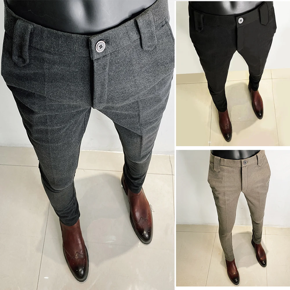 Thiened Woolen Men's Casual Pants Autumn Winter Korean Sle Slim Fit Long Trousers Faionable Busin Suit Pants
Thiened Woolen Men's Casual Pants Autumn Winter Korean Sle Slim Fit Long Trousers Faionable Busin Suit Pants