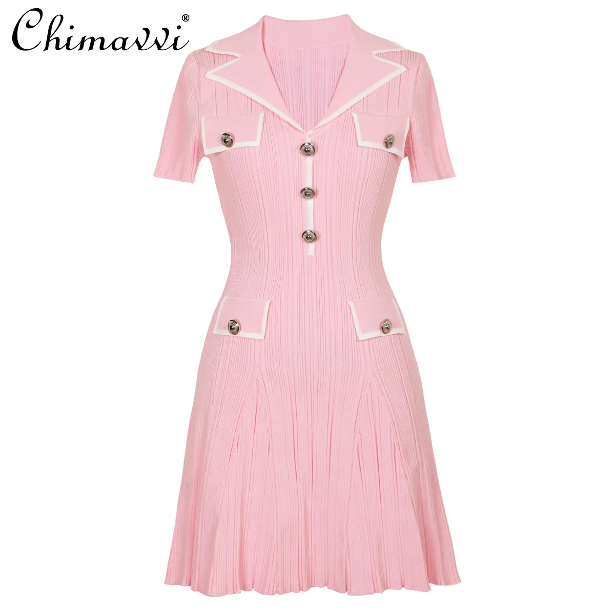 2025 Spring and Summer New Fashion Lapel Knitted Button Slim Dress Women's High-end Short-sleeved Elegant Female A-line Dresses
2025 Spring and Summer New Fashion Lapel Knitted Button Slim Dress Women's High-end Short-sleeved Elegant Female A-line Dresses