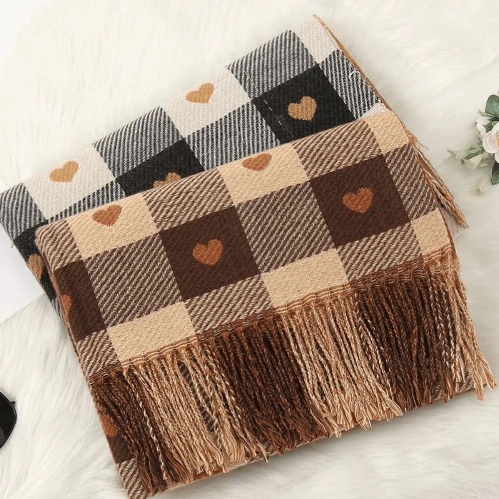Gifts Acrylic Fibers Plaid Knitted Scarf Warmer Long Heart Thickened Scarf Soft Tartans Printed Tassel Shawl Couple
Gifts Acrylic Fibers Plaid Knitted Scarf Warmer Long Heart Thickened Scarf Soft Tartans Printed Tassel Shawl Couple