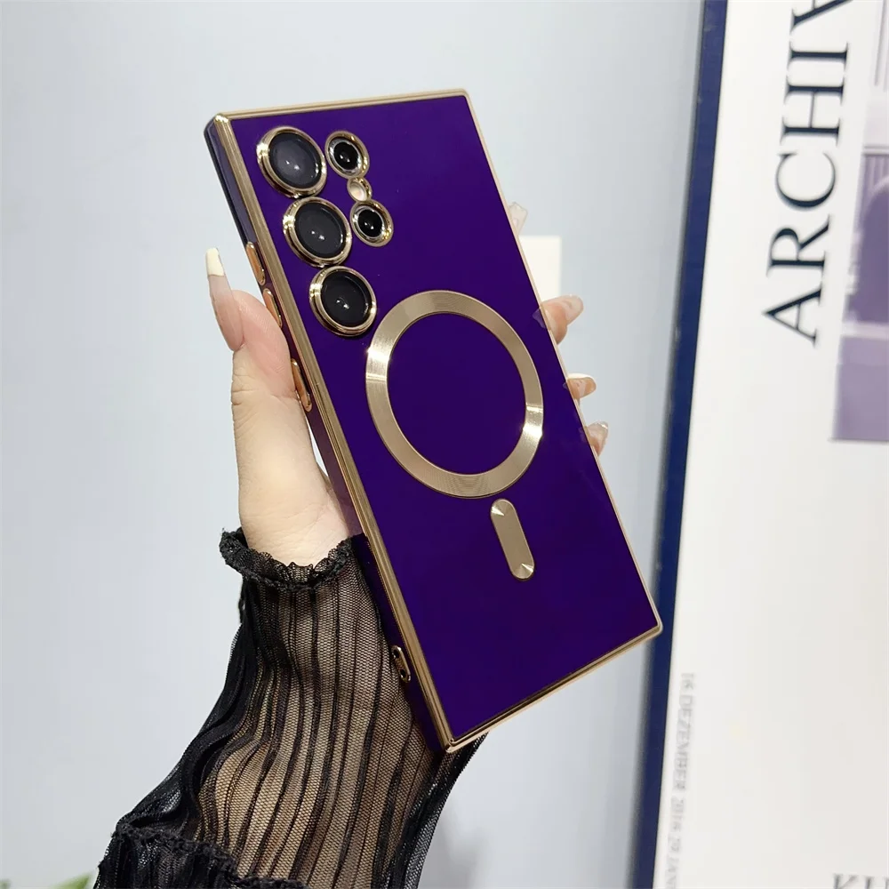 Роскошный магнитный силиконовый чехол Magsafe для Samsung Galaxy S25 S24 S23 S22 S21 Ultra Plus Candy 6D Plating с беспроводной зарядкой Funda 
Роскошный магнитный силиконовый чехол Magsafe для Samsung Galaxy S25 S24 S23 S22 S21 Ultra Plus Candy 6D Plating с беспроводной зарядкой Funda