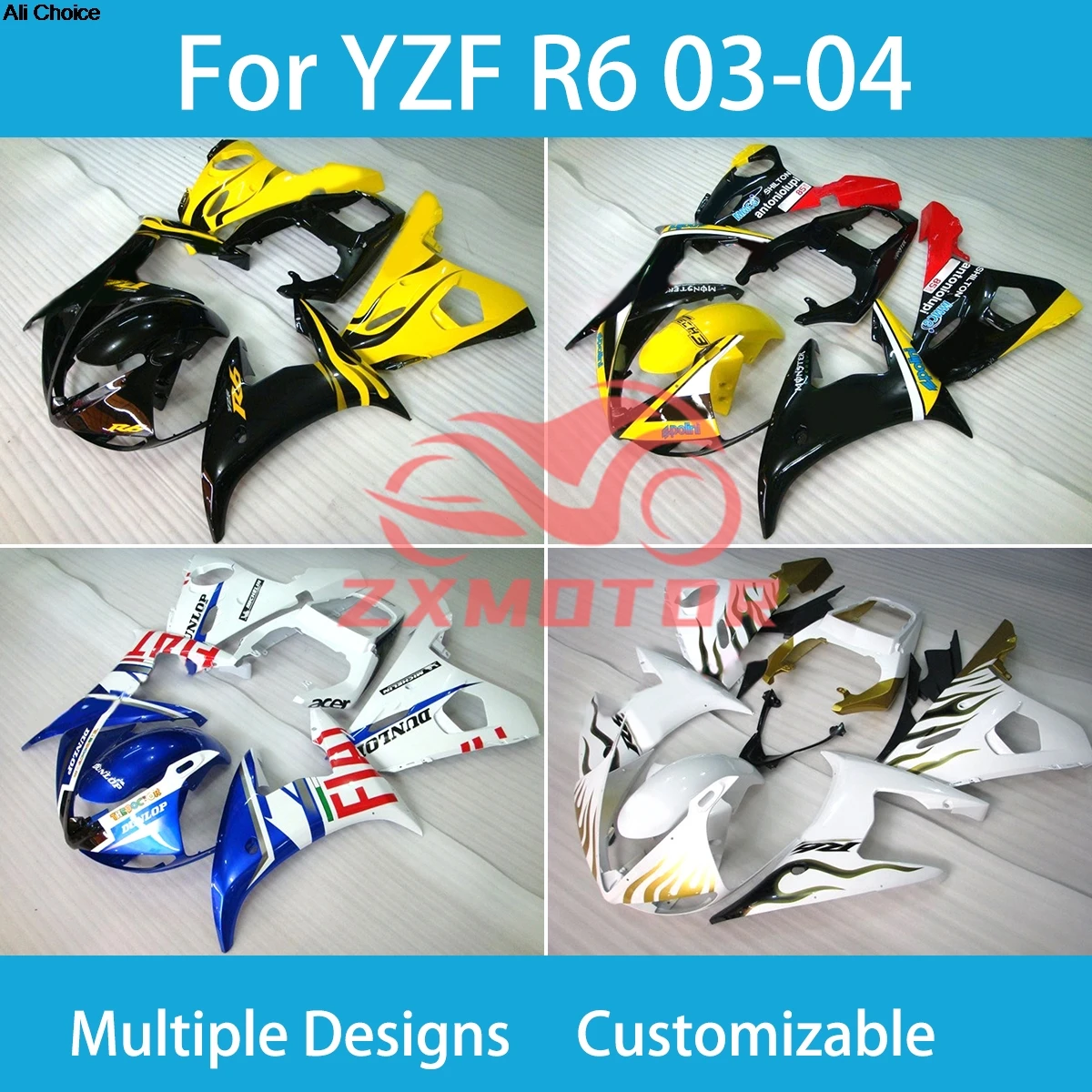 New YZF-R6 03 04 New Style Fairing Kit for Yamaha YZF R6 2003 2004 Injection Customizable Motorcycle Accessories Shell Fairings
New YZF-R6 03 04 New Style Fairing Kit for Yamaha YZF R6 2003 2004 Injection Customizable Motorcycle Accessories Shell Fairings