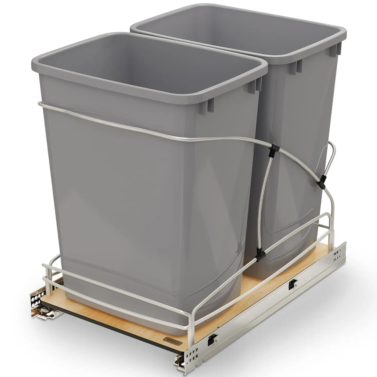 Double Pull Out Trash Can for Under Sink, 35 Quart Soft Close Waste Bin, 2 Pack, Gray
Double Pull Out Trash Can for Under Sink, 35 Quart Soft Close Waste Bin, 2 Pack, Gray