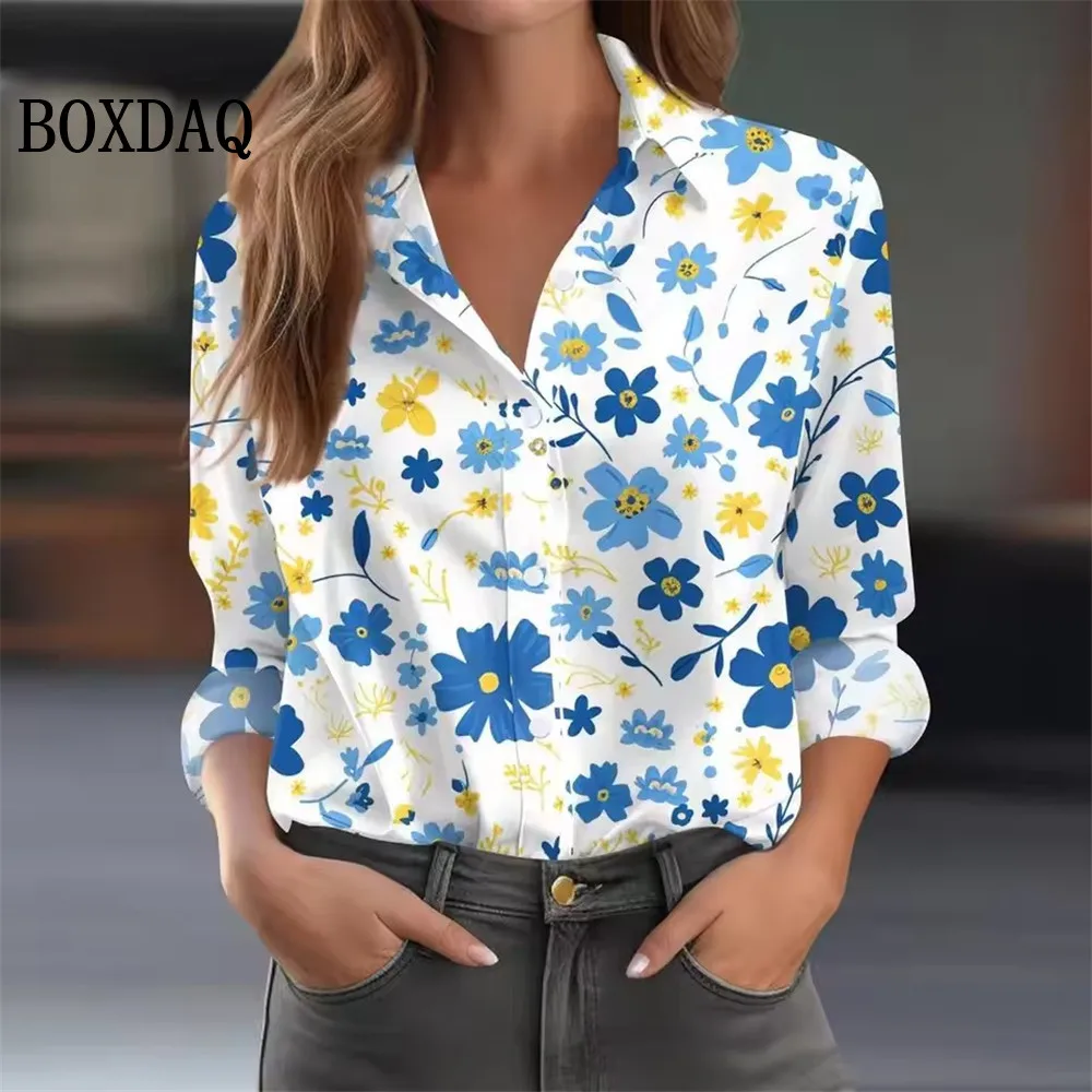 Осенняя женская рубашка с длинными рукавами и лацканами, топы с цветочным узором, повседневная одежда на пуговицах большого размера, женская элегантная и модная рубашка
Осенняя женская рубашка с длинными рукавами и лацканами, топы с цветочным узором, повседневная одежда на пуговицах большого размера, женская элегантная и модная рубашка