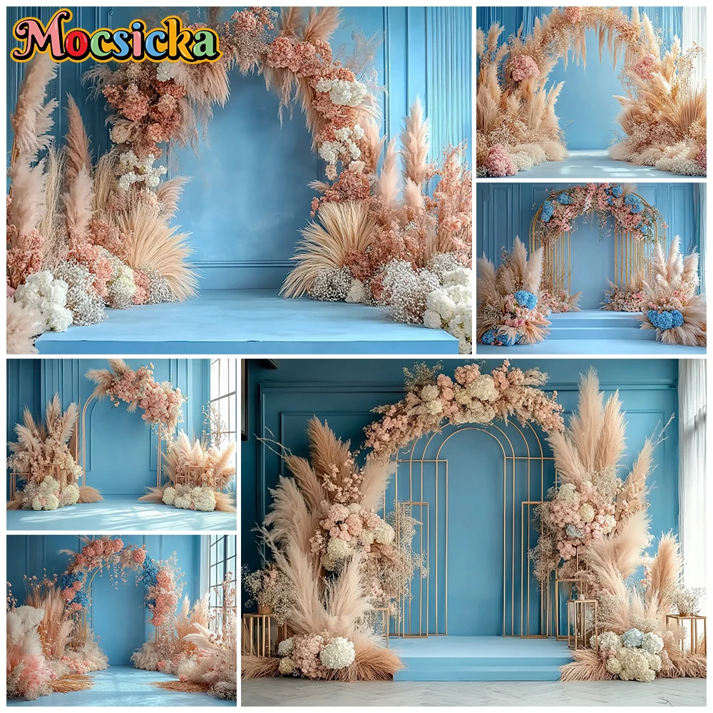 Mocsicka Boho Pampas Grass Floral Photography Backdrop Blue Wall Flower Arch Photo Background Wedding Bridal Shower Studio Props
Mocsicka Boho Pampas Grass Floral Photography Backdrop Blue Wall Flower Arch Photo Background Wedding Bridal Shower Studio Props