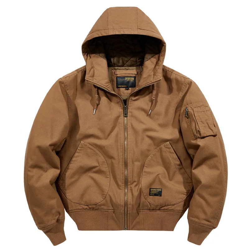 Man Cargo Jacket Autumn Winter Vintage Long Sleeve Pocket Zipper Male Outerwear Thicken Solid Color Oversize Men Hooded Coat
Man Cargo Jacket Autumn Winter Vintage Long Sleeve Pocket Zipper Male Outerwear Thicken Solid Color Oversize Men Hooded Coat