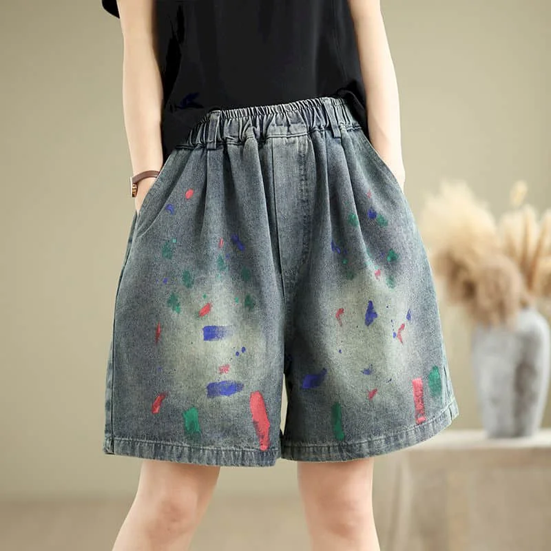 Denim Shorts Women 2026 Summer Vintage Painted Printed Elastic Waist Jeans Five-point Wide Leg Pants Casual Loose Women Clothing
Denim Shorts Women 2026 Summer Vintage Painted Printed Elastic Waist Jeans Five-point Wide Leg Pants Casual Loose Women Clothing