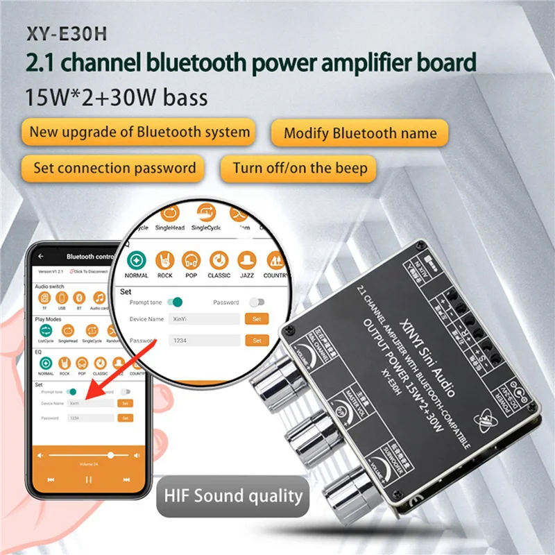 【Sleek Design】2X XY-E30H 2.1 Channel Bluetooth 5.1 Audio Power Amplifier Board Module High And Low 15Wx2+30W
【Sleek Design】2X XY-E30H 2.1 Channel Bluetooth 5.1 Audio Power Amplifier Board Module High And Low 15Wx2+30W