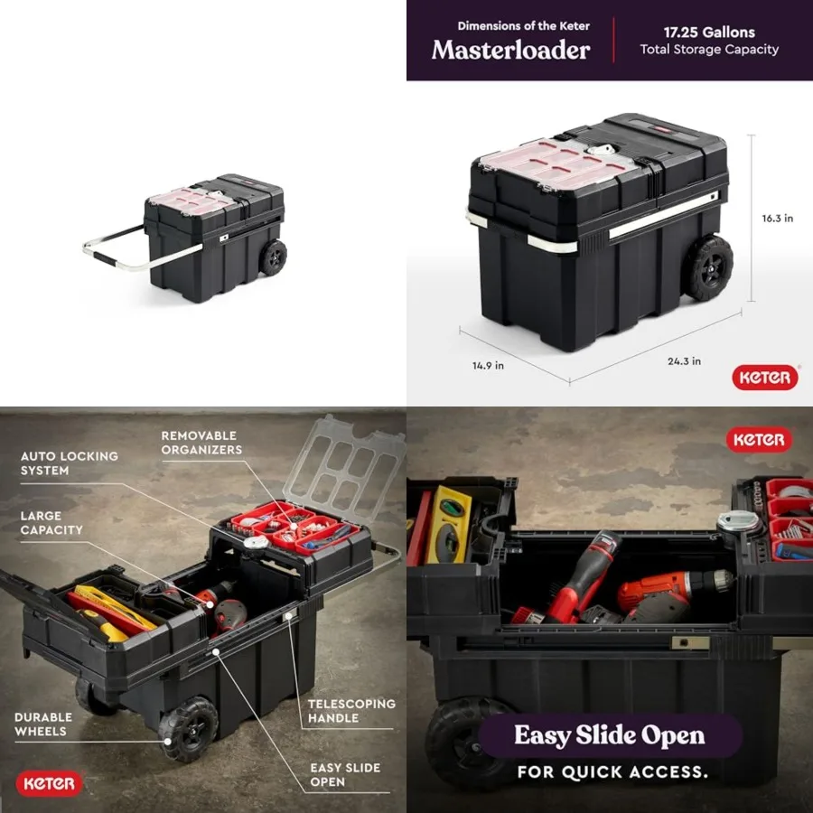 Resin Rolling Tool Box with Locking System and Removable Bins Perfect Organization and Storage Chest for Power Drill, Tape Meas
Resin Rolling Tool Box with Locking System and Removable Bins Perfect Organization and Storage Chest for Power Drill, Tape Meas