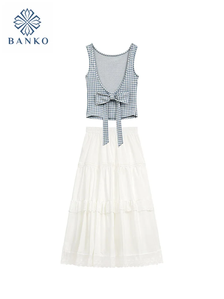 Korean Fashion Fashion Outfits 2 Piece Skirt Set Gyaru Plaid Vest Backless Bow + Elastic Waist Pleated Skirt White High Quality
Korean Fashion Fashion Outfits 2 Piece Skirt Set Gyaru Plaid Vest Backless Bow + Elastic Waist Pleated Skirt White High Quality