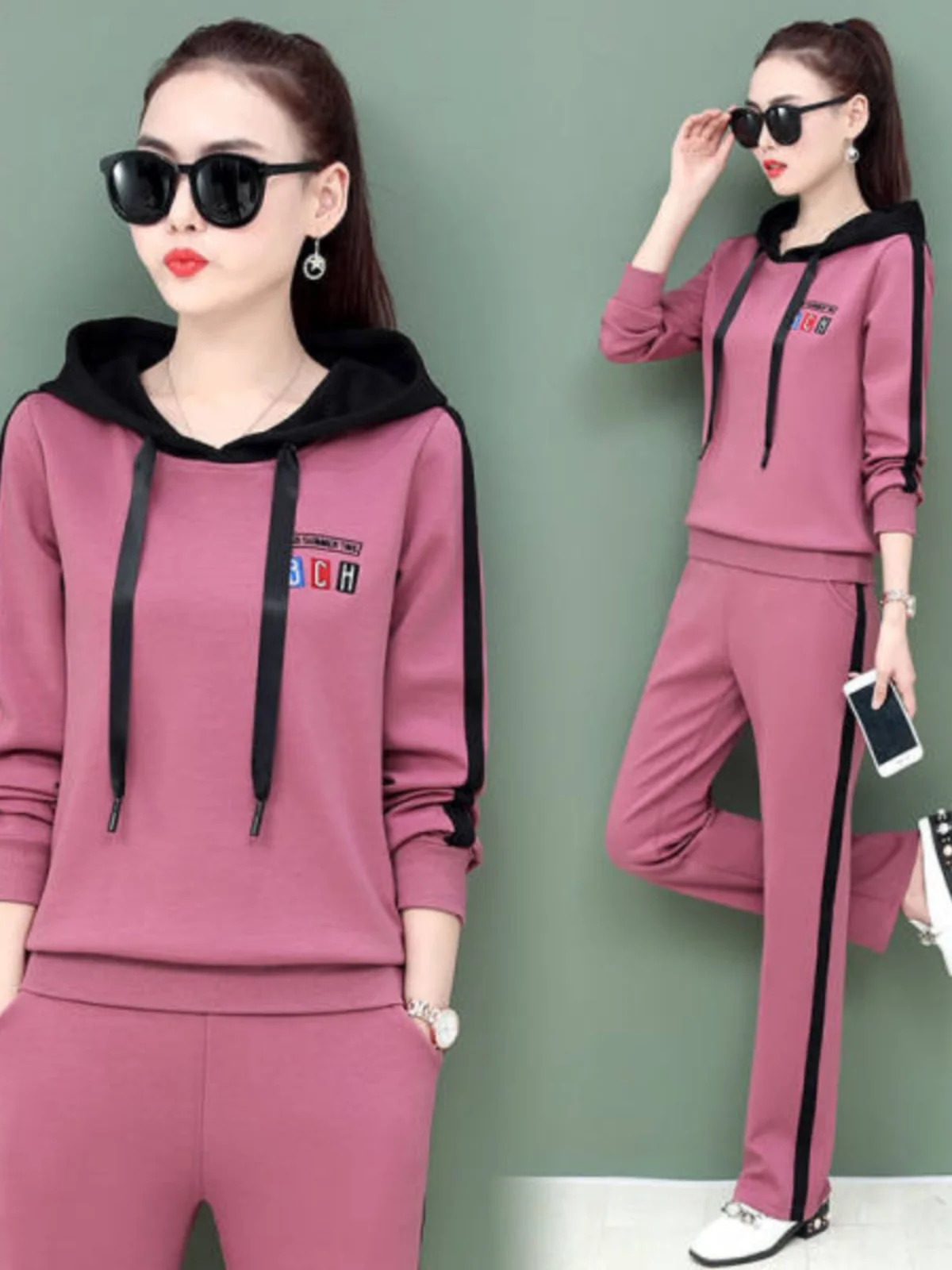 Spring Autumn New Casual Sports Set Women's Faion Korean Large Size Hoodie Two Piece Set Trendy Long Sve Polyester Fiber
Spring Autumn New Casual Sports Set Women's Faion Korean Large Size Hoodie Two Piece Set Trendy Long Sve Polyester Fiber