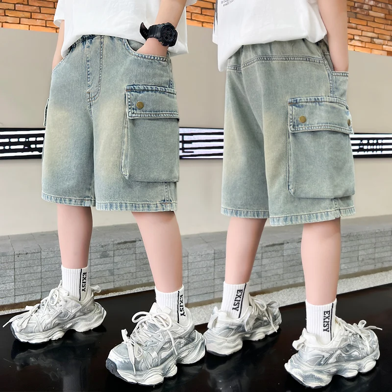 Children Fashion Denim Cargo Shorts For Boys Elastic Waist Boys Casual Fashion Summer Kids High Quality Shorts Jeans With Pocket
Children Fashion Denim Cargo Shorts For Boys Elastic Waist Boys Casual Fashion Summer Kids High Quality Shorts Jeans With Pocket