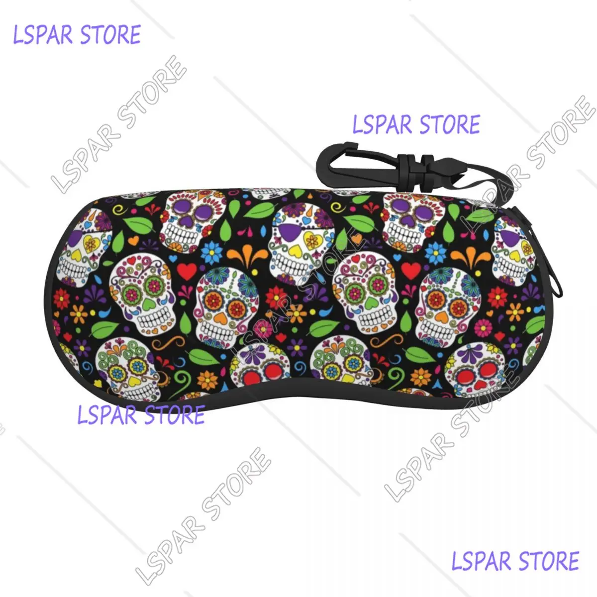 Colorful Sugar Skull Flower Black Pattern Eyeglass Glasses Case Women Men Soft Mexican Day of the Dead Sunglasses Protective Box
Colorful Sugar Skull Flower Black Pattern Eyeglass Glasses Case Women Men Soft Mexican Day of the Dead Sunglasses Protective Box