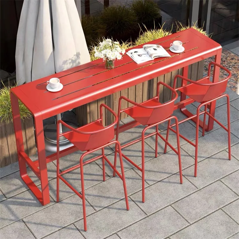 Modern leisure outdoor bar table balcony courtyard window long narrow table open air milk tea shop high table and chairs
Modern leisure outdoor bar table balcony courtyard window long narrow table open air milk tea shop high table and chairs