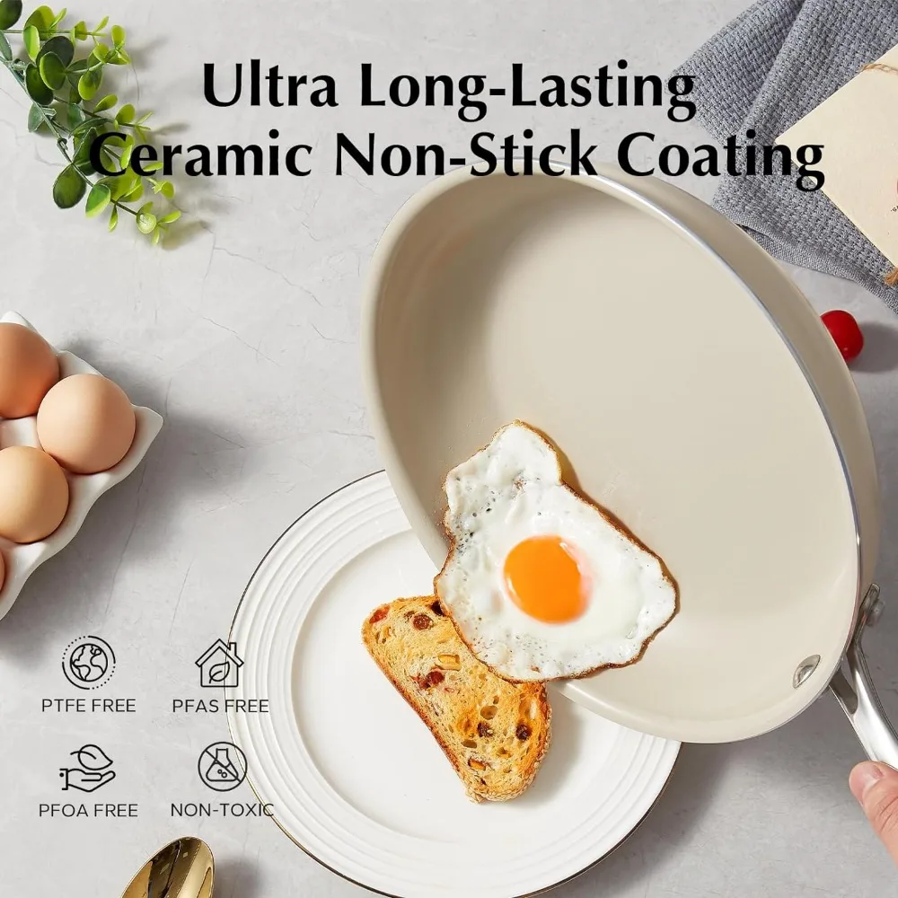 Nonstick Frying Pans Set, Ceramic Pan Skillet, Non Toxic Pans for Cooking, 8" 9.5" 11" Ceramic Frying Pan Set
Nonstick Frying Pans Set, Ceramic Pan Skillet, Non Toxic Pans for Cooking, 8" 9.5" 11" Ceramic Frying Pan Set