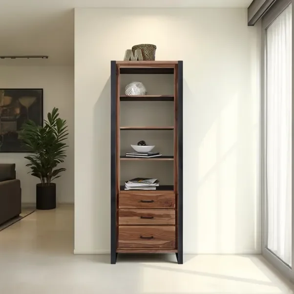 Industrielles Kompaktes Holz Bücherregal Mit 4 Regalen 2 Schubladen Metallrahmen Buch Vitrine Für Home Office Wohnzimmer
Industrielles Kompaktes Holz Bücherregal Mit 4 Regalen 2 Schubladen Metallrahmen Buch Vitrine Für Home Office Wohnzimmer