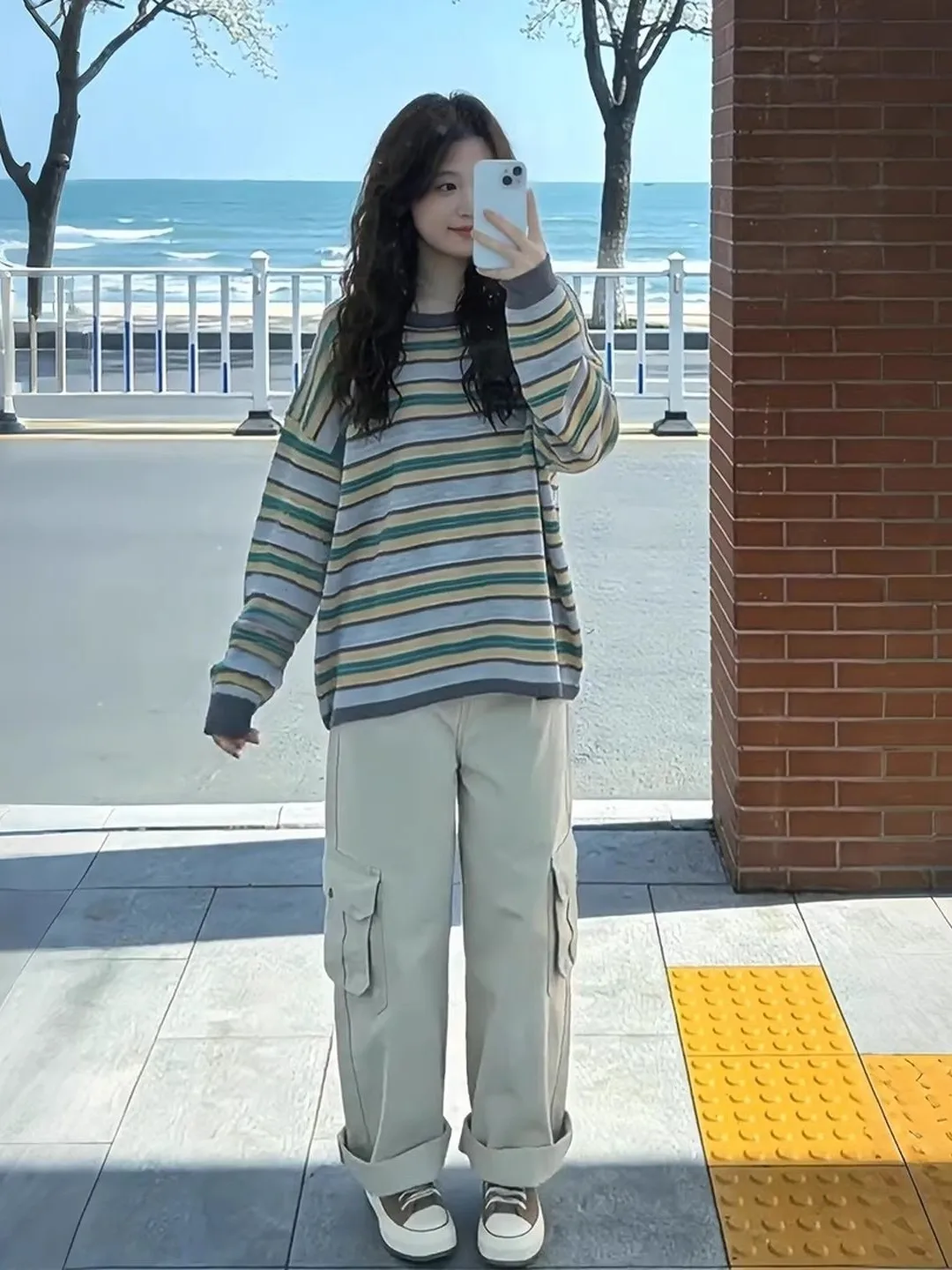 Spring Workwear Loose Fit Striped Long Sleeve Top And Wide Leg Pants Women's Fashion Set Casual Style High Waist Trousers
Spring Workwear Loose Fit Striped Long Sleeve Top And Wide Leg Pants Women's Fashion Set Casual Style High Waist Trousers