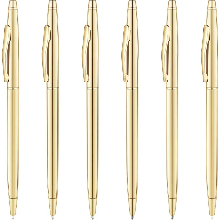 6 упаковок тонких золотых шариковых ручек, черные чернила, 1 мм, черные чернила, хороший подарок для делового офиса, студентов, учителей свадебных гостей
6 упаковок тонких золотых шариковых ручек, черные чернила, 1 мм, черные чернила, хороший подарок для делового офиса, студентов, учителей свадебных гостей