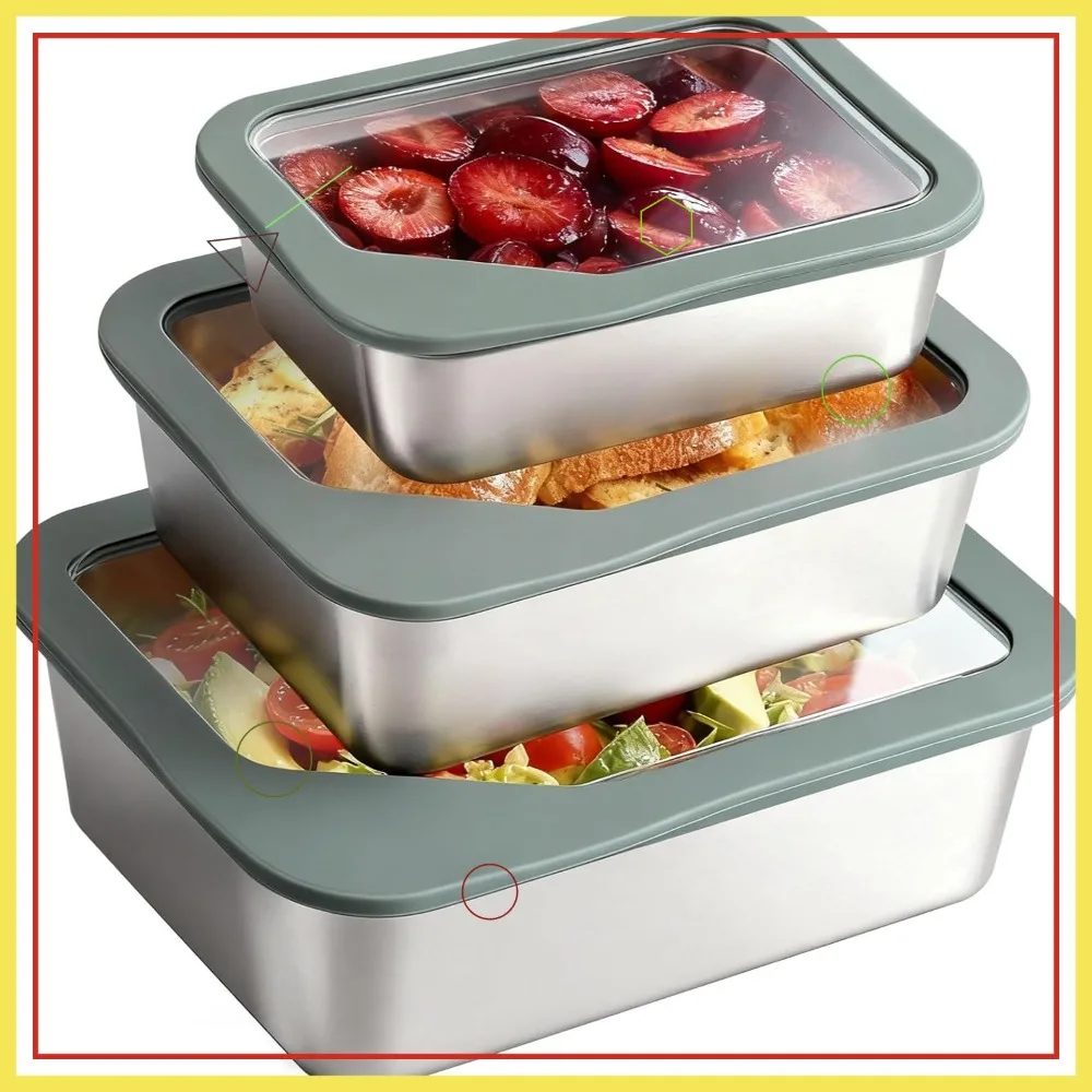 Stainless Steel Food Storage Container with Glass Lids, 3 Pack Nested Lunch Boxes, Airtight for Sandwiches and Snacks
Stainless Steel Food Storage Container with Glass Lids, 3 Pack Nested Lunch Boxes, Airtight for Sandwiches and Snacks