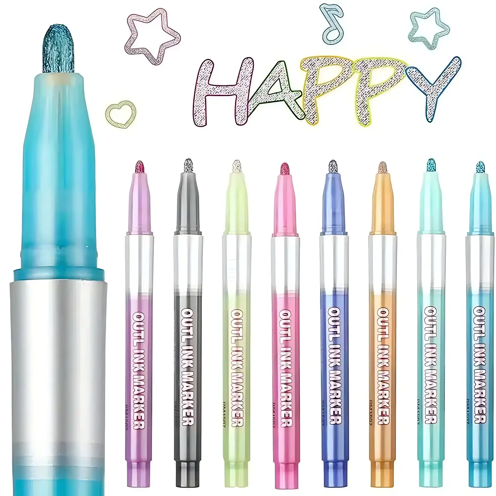 Набор из 8 двусторонних маркеров для контуров, художественных работ, граффити, скрапбукинга, дневников, плакатов и открыток, идеально подходят для украшения вечеринок
Набор из 8 двусторонних маркеров для контуров, художественных работ, граффити, скрапбукинга, дневников, плакатов и открыток, идеально подходят для украшения вечеринок