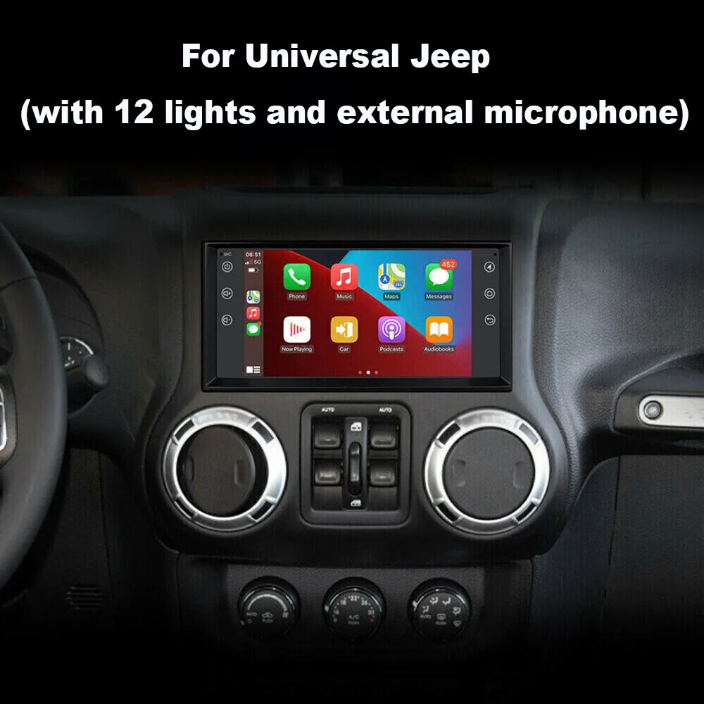 Android 15 Car Navigation 7-inch for Universal Jeep with Carplay and Android Auto (with 12 lights and external microphone) 2+64G
Android 15 Car Navigation 7-inch for Universal Jeep with Carplay and Android Auto (with 12 lights and external microphone) 2+64G