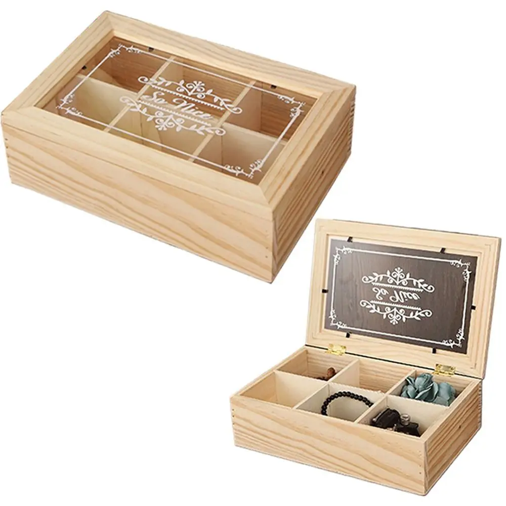 6 Grids Wooden Tea Box Dust-proof Space Saving Desktop Organizer with Clear Lid Handmade Jewelry Display Case Travel
6 Grids Wooden Tea Box Dust-proof Space Saving Desktop Organizer with Clear Lid Handmade Jewelry Display Case Travel