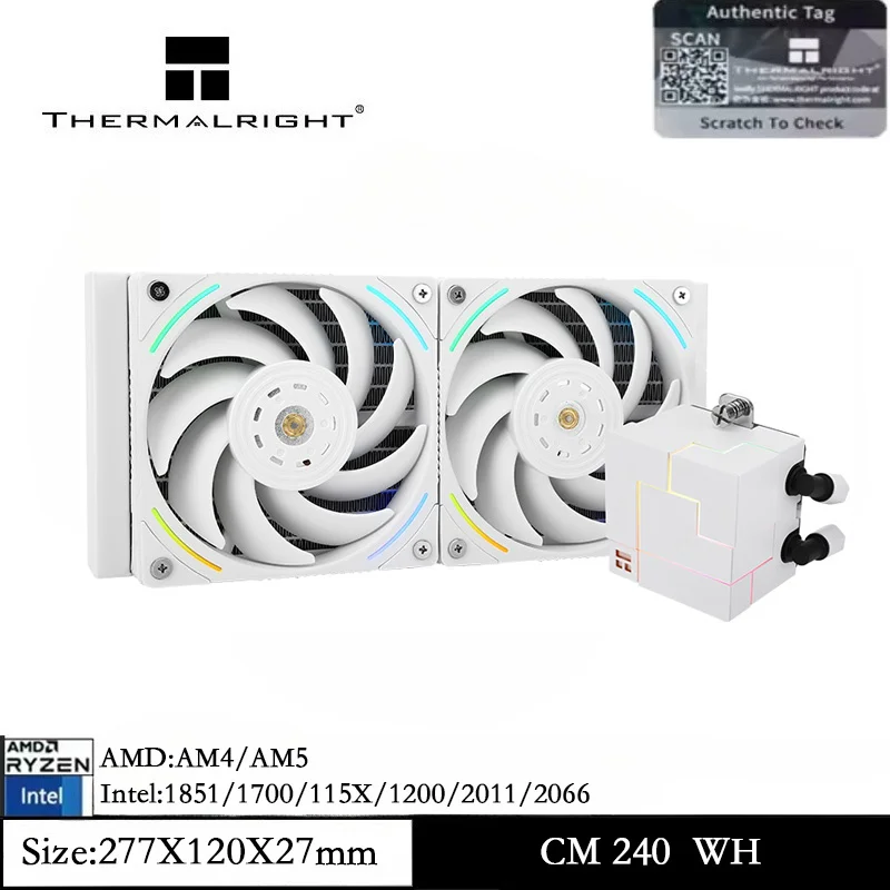Thermalright Core Matrix 240, белый жидкостный охладитель процессора 240, спецификация белого холодного ряда для AM4 AM5 Intel 1700/1851/115X/1200/2011
Thermalright Core Matrix 240, белый жидкостный охладитель процессора 240, спецификация белого холодного ряда для AM4 AM5 Intel 1700/1851/115X/1200/2011