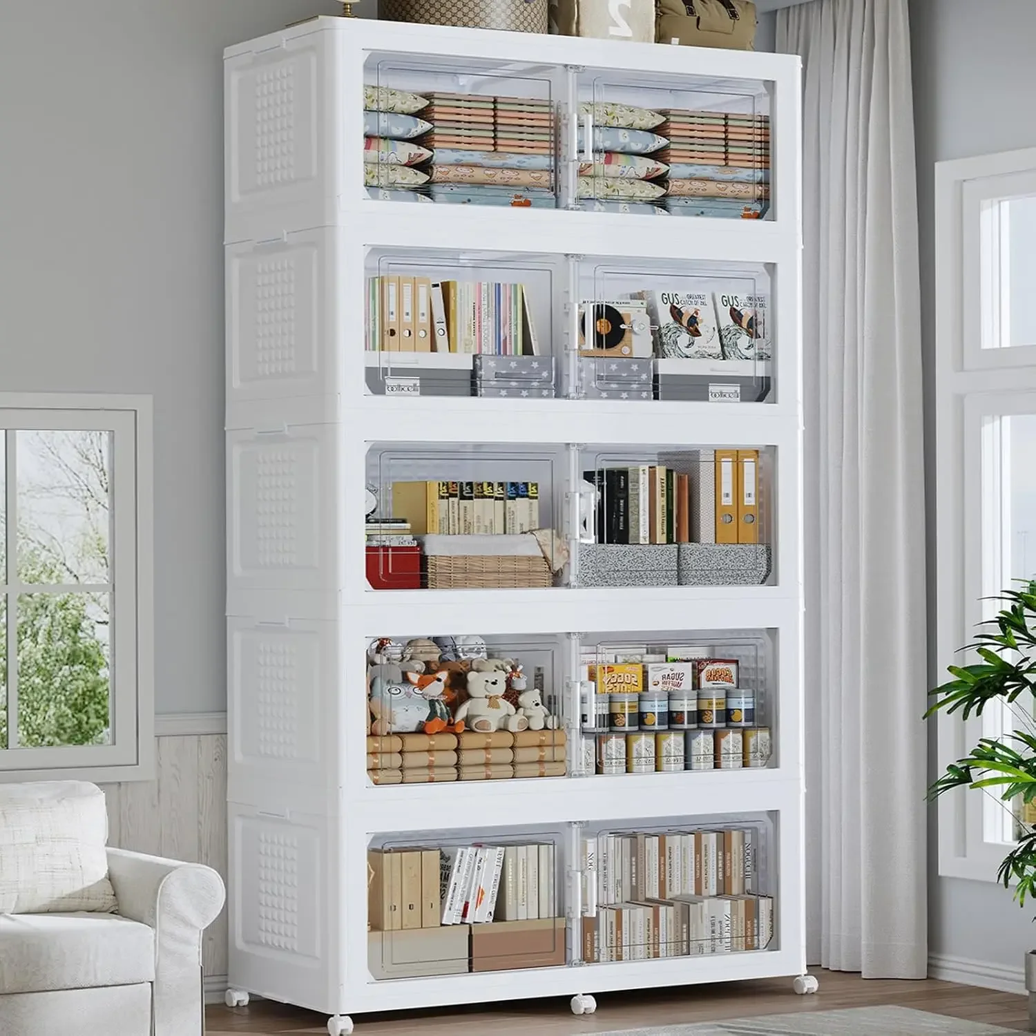White Collapsible Stackable Storage Bins Cabinet Closet Organizer Drawer Container Lid Wheels Clothes Kitchen Organizing
White Collapsible Stackable Storage Bins Cabinet Closet Organizer Drawer Container Lid Wheels Clothes Kitchen Organizing