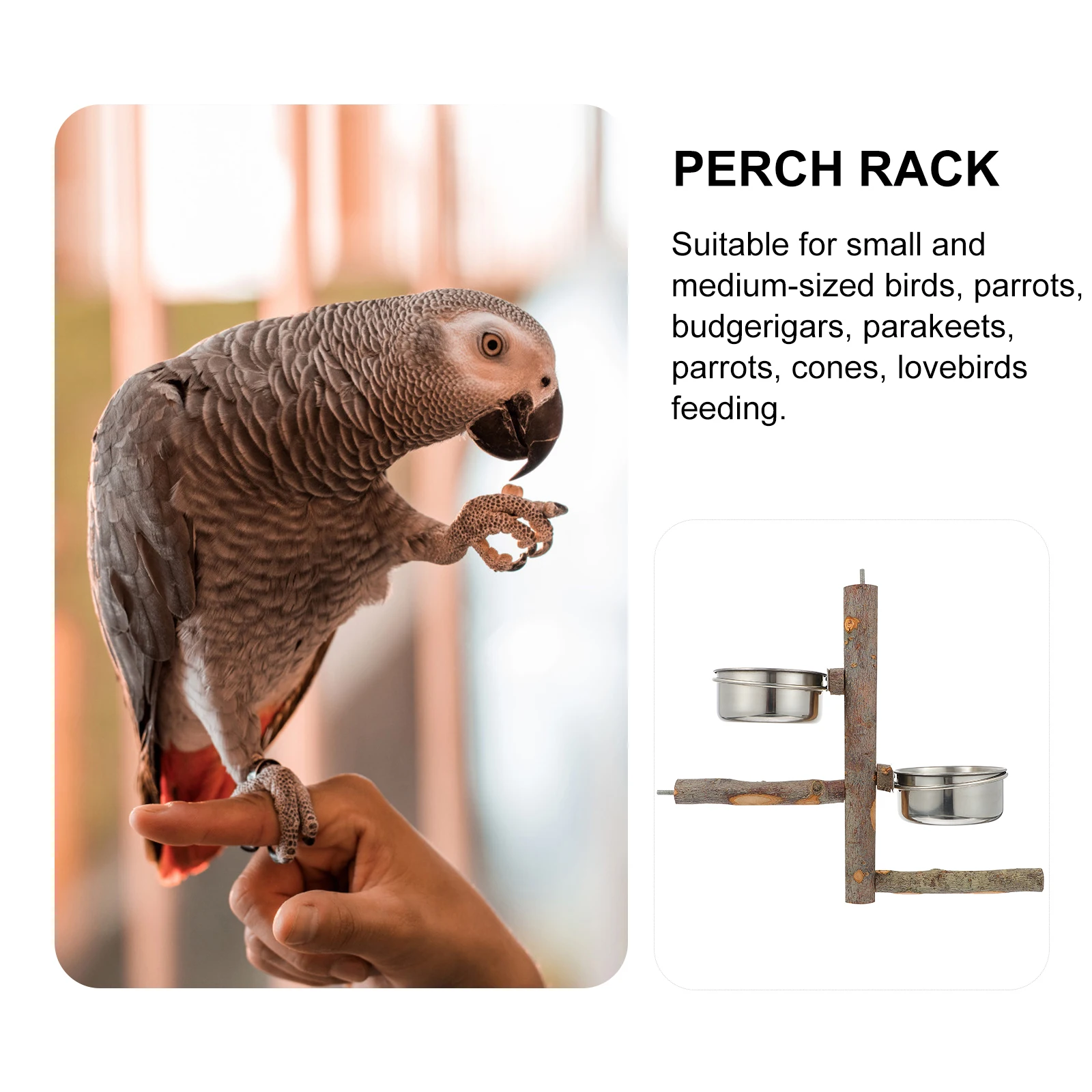 Bird Perches Parrot Cage Food Bowl Stand Combination Birds Standing Plaything Brown
Bird Perches Parrot Cage Food Bowl Stand Combination Birds Standing Plaything Brown