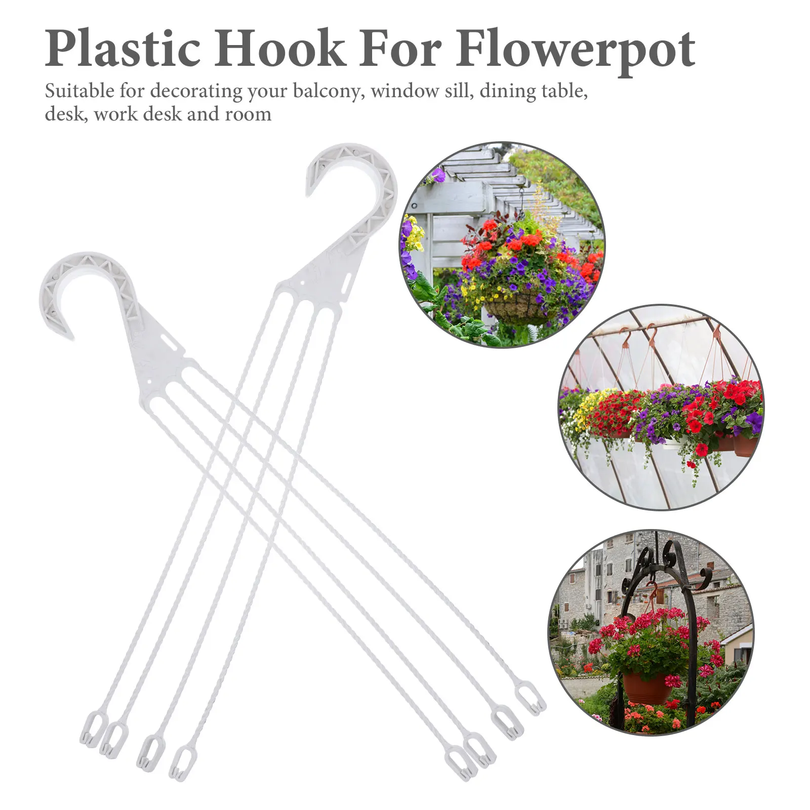5 Pcs Hanging Basin Hook Flower Pot Holders for outside Plant Juicy Hooks Roller Type Plastic Flowerpot Hangers
5 Pcs Hanging Basin Hook Flower Pot Holders for outside Plant Juicy Hooks Roller Type Plastic Flowerpot Hangers