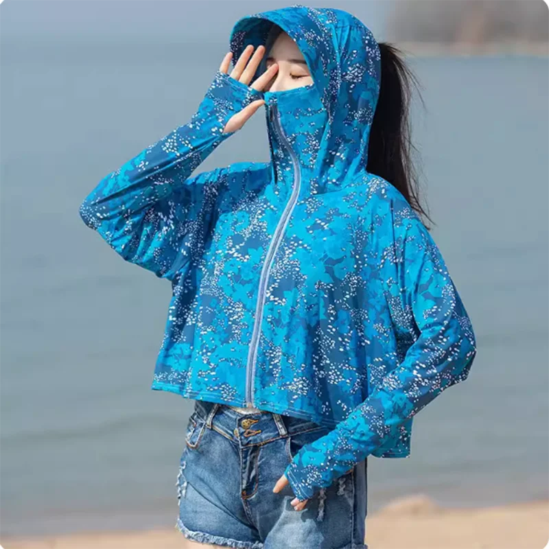 Sunscreen Clothes For Women 2024 New Summer Ice Silk Long-Sleeved Hooded Short Jacket Outdoor UV Protection Tops Sunscreen Coat
Sunscreen Clothes For Women 2024 New Summer Ice Silk Long-Sleeved Hooded Short Jacket Outdoor UV Protection Tops Sunscreen Coat
