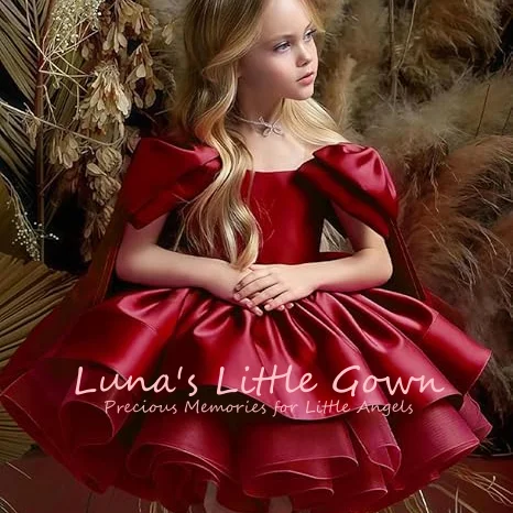 Red Satin Kids Dress With Off-Shoulder Bow Sleeves & Tiered Skirt Kids Birthday Party & Formal Flower Girl Pageant Gown
Red Satin Kids Dress With Off-Shoulder Bow Sleeves & Tiered Skirt Kids Birthday Party & Formal Flower Girl Pageant Gown