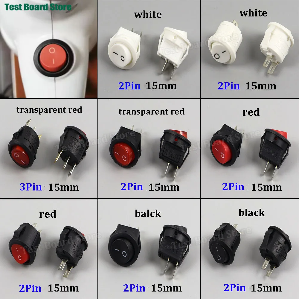 5/10/20PCS KCD1 2Pin 3pin 15mm On/Off Round Boat Rocker Switch DC AC 3A/250V For Car Househeld DIY Replacement
5/10/20PCS KCD1 2Pin 3pin 15mm On/Off Round Boat Rocker Switch DC AC 3A/250V For Car Househeld DIY Replacement