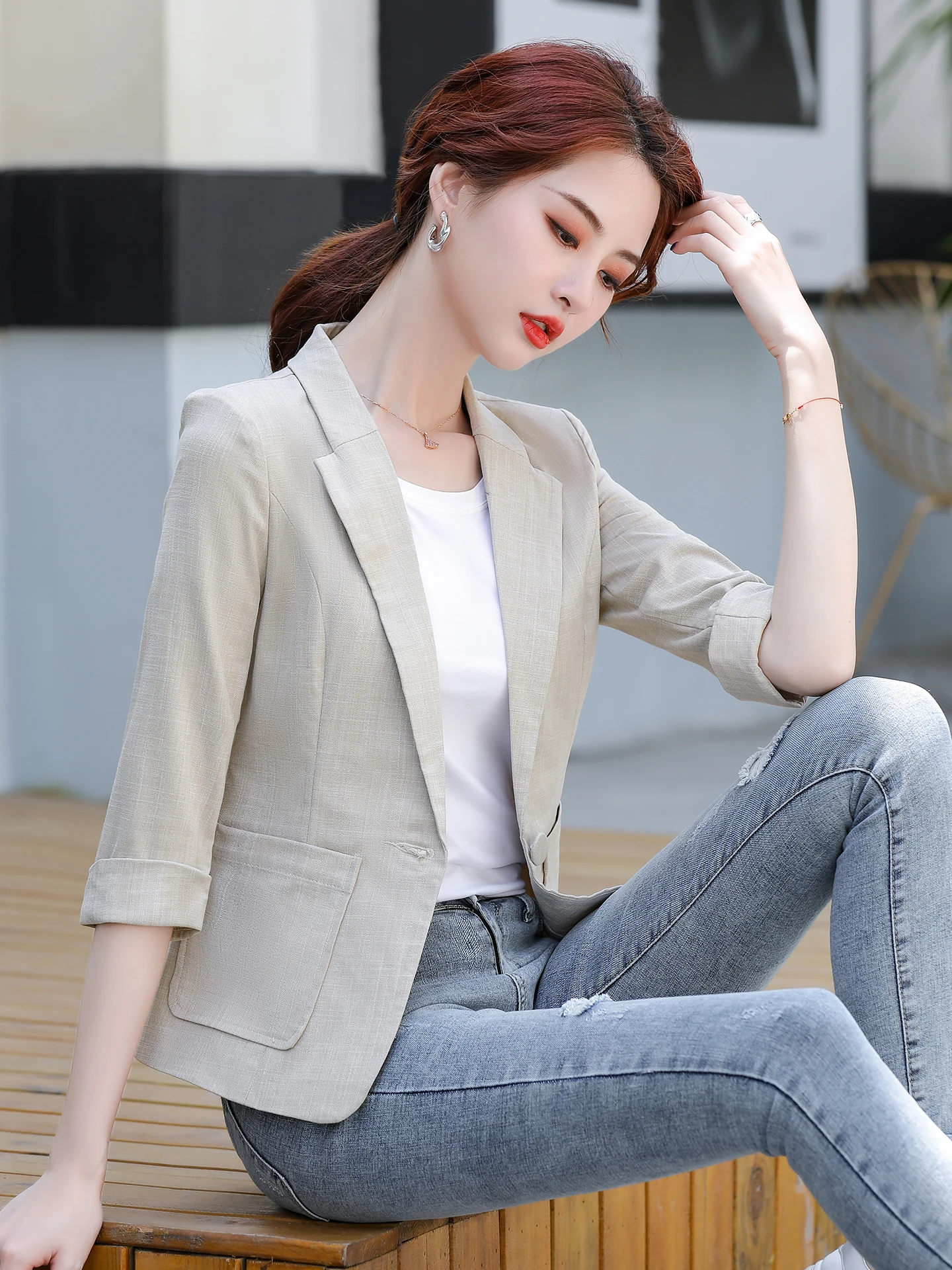 Casual Linen Short Thin Women's Summer 2026 New Style Seven Sleeve Lengths Breathable Versatile Stylish Business Casual
Casual Linen Short Thin Women's Summer 2026 New Style Seven Sleeve Lengths Breathable Versatile Stylish Business Casual