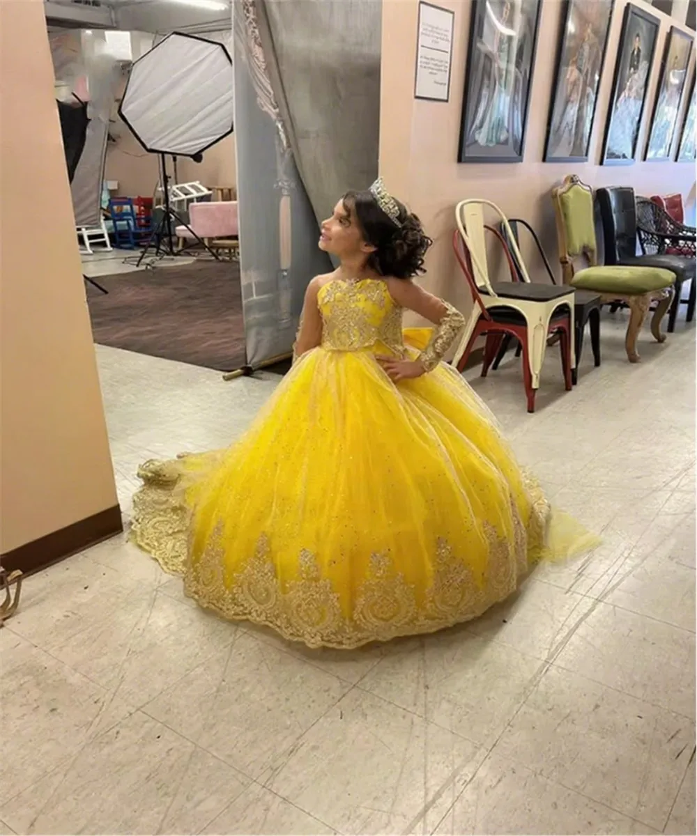 Elegant Light Yellow Full Sleeves Flower Girl Wedding Dress Appliques Lace Princess Prom Birthday Party Kids Holy Communion Gown
Elegant Light Yellow Full Sleeves Flower Girl Wedding Dress Appliques Lace Princess Prom Birthday Party Kids Holy Communion Gown