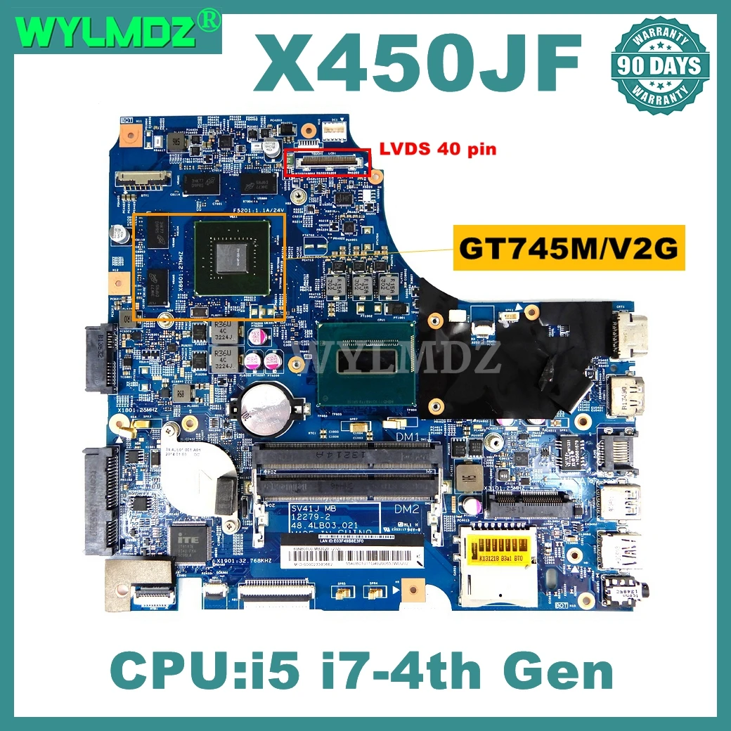 X450JF Mainboard For ASUS F450 K450J F450J SV41JN A450J X450J X450JN X450JB X450JF 12279-2 Motherboard i5 i7-4th CPU GT745M-V2G
X450JF Mainboard For ASUS F450 K450J F450J SV41JN A450J X450J X450JN X450JB X450JF 12279-2 Motherboard i5 i7-4th CPU GT745M-V2G