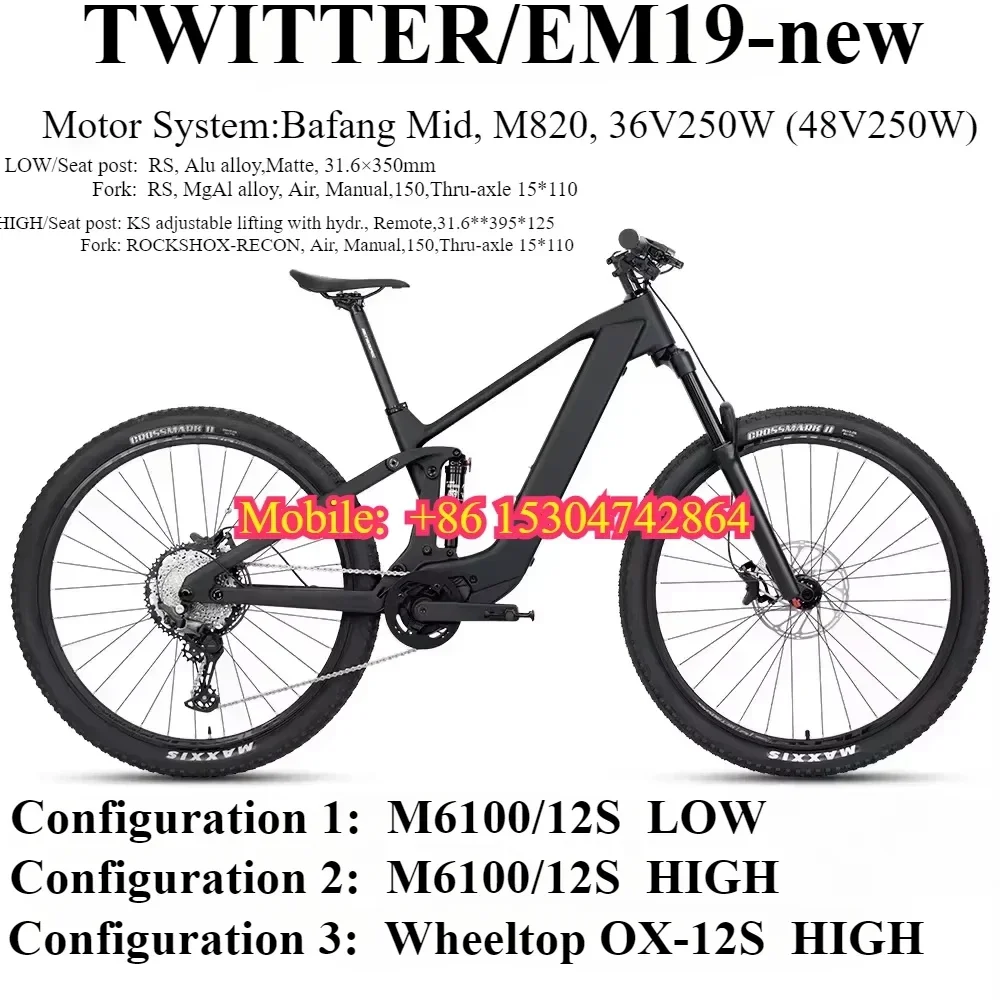 Электрическое оборудование TWITTER EM19 Bafang 2025 M820-48V15A250W Полностью ударопрочный электрический горный велосипед из углеродного волокна с электроприводом
Электрическое оборудование TWITTER EM19 Bafang 2025 M820-48V15A250W Полностью ударопрочный электрический горный велосипед из углеродного волокна с электроприводом